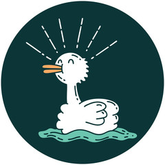 icon of tattoo style swimming duck