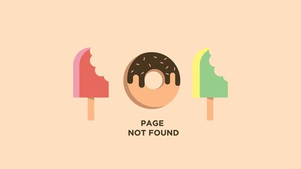 Ice Cream and Donuts 404 Error Warning Page for Website Development 4K size Background