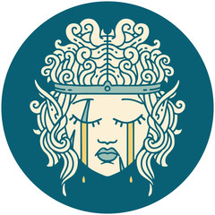crying elf barbarian character face illustration