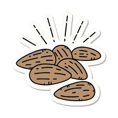 sticker of tattoo style almonds