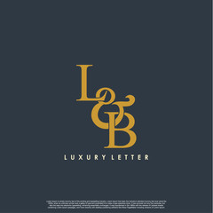 Obraz premium Initial letter L & B LB luxury art vector mark logo, gold color on black background.