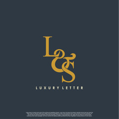 Initial letter L & S LS luxury art vector mark logo, gold color on black background.