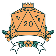 natural 20 critical hit D20 dice roll illustration