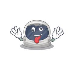 A cartoon design of astronaut helmet having a crazy face