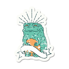 grunge sticker of tattoo style toad character