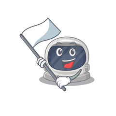 A nationalistic astronaut helmet mascot character design with flag