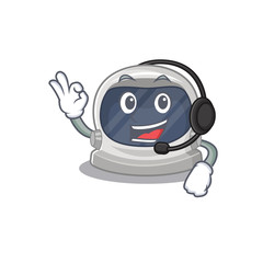 A gorgeous astronaut helmet mascot character concept wearing headphone