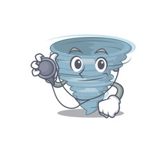 Tornado in doctor cartoon character with tools