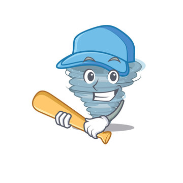 Picture of tornado cartoon character playing baseball