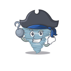 Tornado cartoon design style as a Pirate with hook hand and a hat