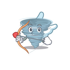 Tornado in cupid cartoon character with arrow and wings
