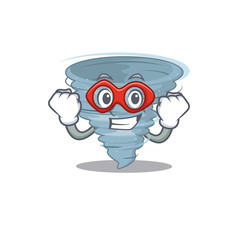 A cartoon character of tornado performed as a Super hero