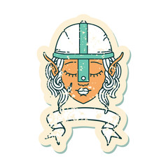 elf fighter character face with banner illustration
