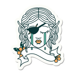 crying elf rogue character face sticker