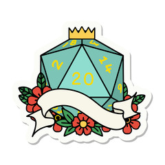 natural twenty D20 dice roll sticker