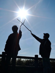 シルエット　太陽　空