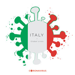 Coronavirus in grunge style with color splashes and national flag   : Vector Illustration