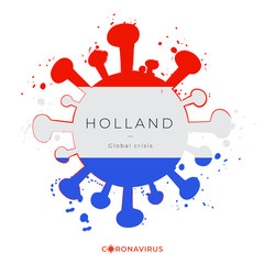 Coronavirus in grunge style with color splashes and national flag   : Vector Illustration