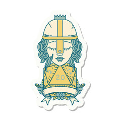 human fighter with natural 20 roll sticker