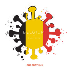 Coronavirus in grunge style with color splashes and national flag   : Vector Illustration