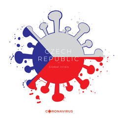 Coronavirus in grunge style with color splashes and national flag   : Vector Illustration