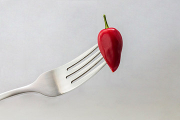
pepper on a fork