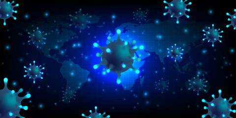 coronavirus on a blue futuristic background