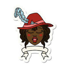 human singing bard character with banner sticker