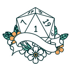 natural one d20 dice roll illustration