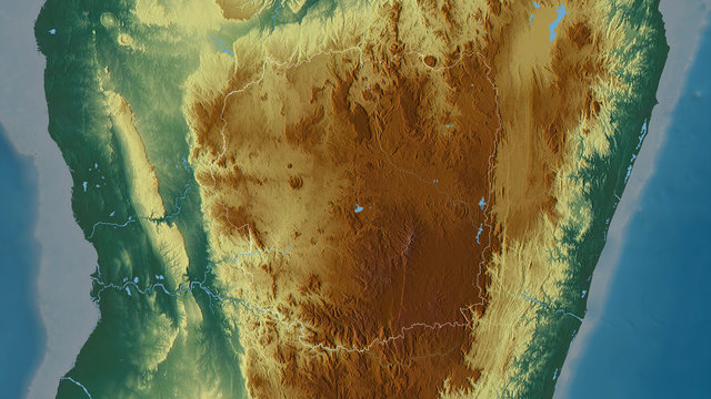 Antananarivo, Madagascar - outlined. Relief