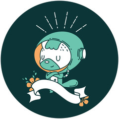 icon of tattoo style animal in astronaut suit