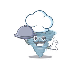 Tornado chef cartoon character serving food on tray