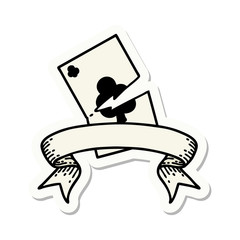 tattoo sticker with banner of a torn card