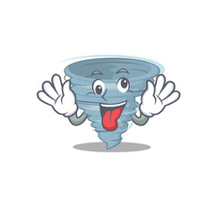 A cartoon design of tornado having a crazy face