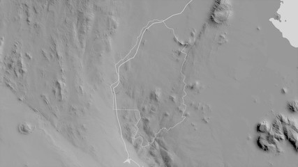 Blantyre, Malawi - outlined. Grayscale