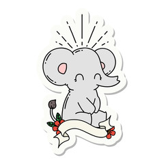 sticker of tattoo style cute elephant