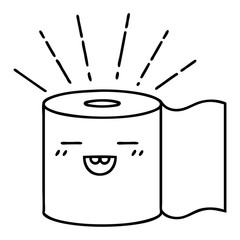 traditional black line work tattoo style toilet paper character