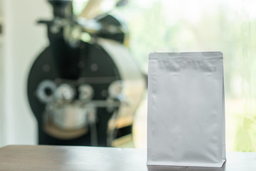 Fototapeta na wymiar Coffee bags in a coffee roaster