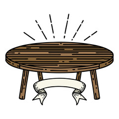 banner with tattoo style wood table