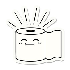 sticker of tattoo style toilet paper character