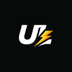 Initial Letter UL with Lightning