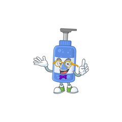 Cartoon character design of Geek handsanitizer wearing weird glasses