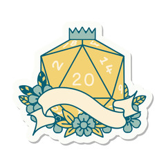 natural twenty D20 dice roll sticker