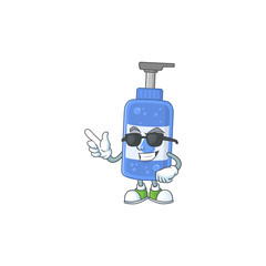 Super cute handsanitizer cartoon character wearing black glasses