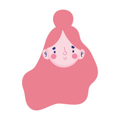 young woman face cartoon character isolated icon design