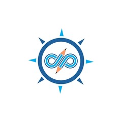 infinity pencil compass  concept vector illustration icon and logo of education