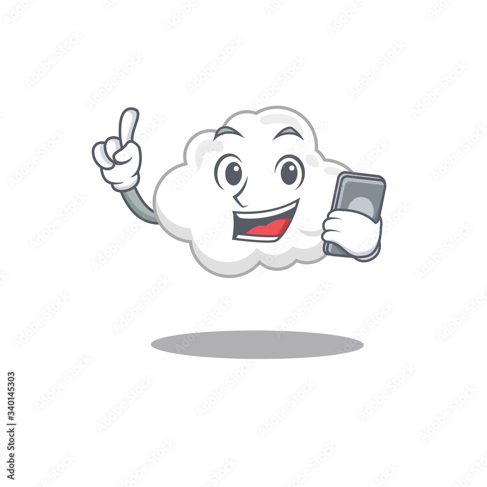 Sticker White cloud cartoon character speaking on phone