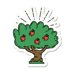 sticker of tattoo style apple tree