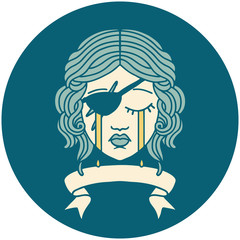 crying human rogue with banner illustration