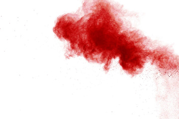 red powder explosion isolated on white background